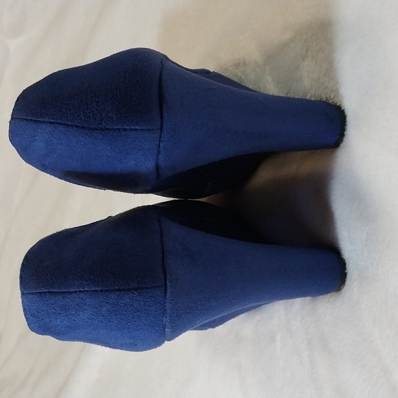 ROYAL BLUE PLATFORM WEDGE HEELS - Picture 6 of 11